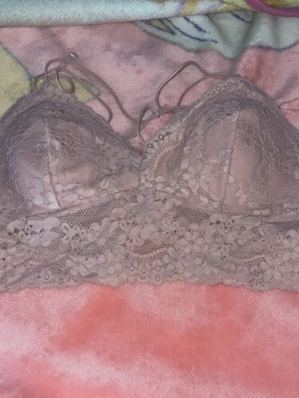 Bozzolo Floral Lace Longline Bralette Pink Size Large